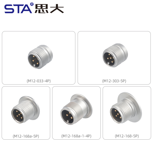 M12 Glass sintered sealed sensor connector 316L, 4/5 contacts