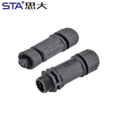 E7 7/16" Screw Threaded Straight Female Plug / Male Mating Plug Field Installable Waterproof Connector