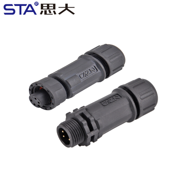 E7 7/16" Screw Threaded Straight Female Plug / Male Mating Plug Field Installable Waterproof Connector