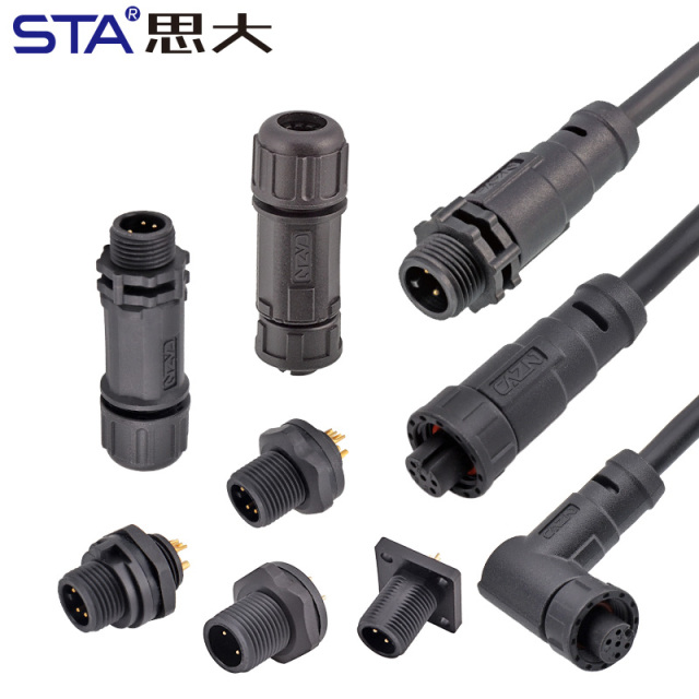 E7 7/16" Screw Threaded Straight Female Plug / Male Mating Plug Field Installable Waterproof Connector