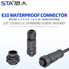 E10 5/8"-27UNS Bayonet IP67 Field Installable Overmolded Plug Waterproof Connector