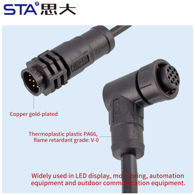 E10 5/8"-27UNS Bayonet IP67 Field Installable Overmolded Plug Waterproof Connector