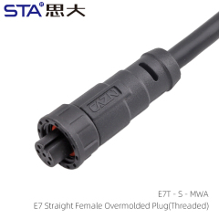 E7 Straight Female Overmolded Plug(Threaded)