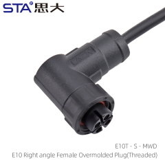 E10 Right Angle Female Overmolded Plug (Threaded)