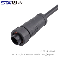 E10 Straight Male Overmolded Plug (Bayonet)