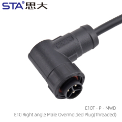 E10 Right Angle Male Overmolded Plug (Threaded)