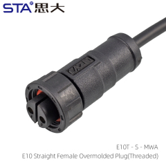 E10 Straight Female Overmolded Plug (Threaded)
