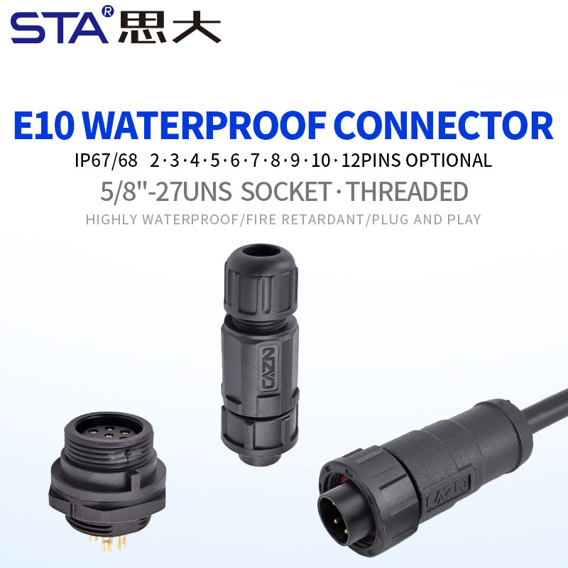 E10 5/8"-27UNS Screw Threaded Panel Mount Socket Waterproof Connector IP67
