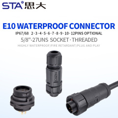 E10 5/8"-27UNS Screw Threaded Panel Mount Socket Waterproof Connector IP67