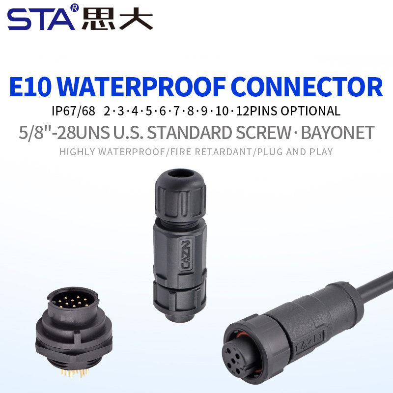 E10 5/8"-27UNS Screw Bayonet Panel Mount Receptacle Waterproof Connector IP67