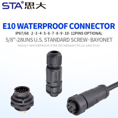 E10 5/8"-27UNS Screw Bayonet Panel Mount Receptacle Waterproof Connector IP67