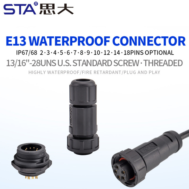 E13 13/16"-28UNS threaded waterproof connector IP67/IP68