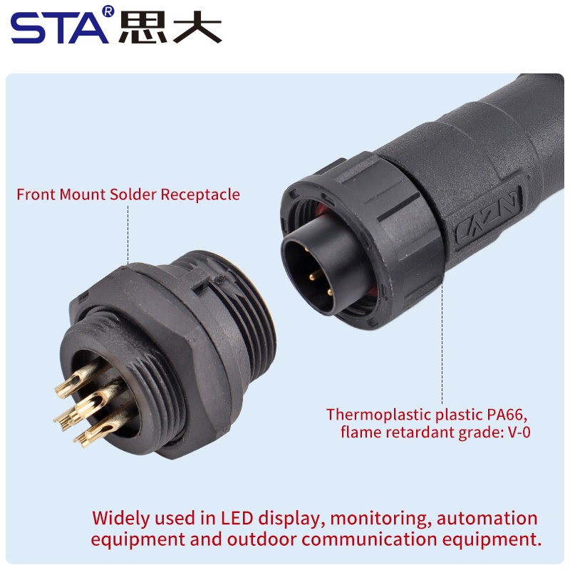 E10 5/8"-27UNS Screw Threaded Panel Mount Socket Waterproof Connector IP67