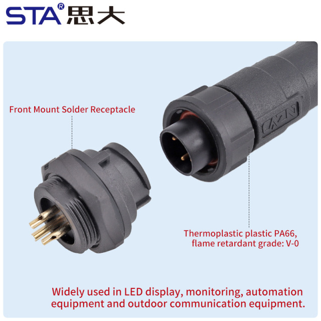 E10 5/8"-27UNS Screw Bayonet Panel Mount Receptacle Waterproof Connector IP67