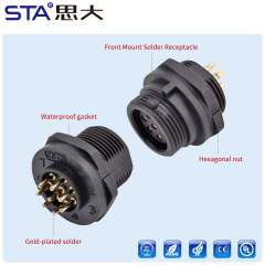 E10 5/8"-27UNS Screw Threaded Panel Mount Socket Waterproof Connector IP67