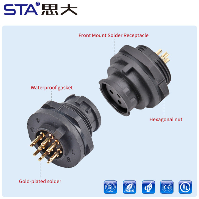 E10 5/8"-27UNS Screw Bayonet Panel Mount Receptacle Waterproof Connector IP67