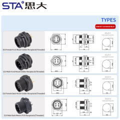 E10 5/8"-27UNS Screw Threaded Panel Mount Socket Waterproof Connector IP67