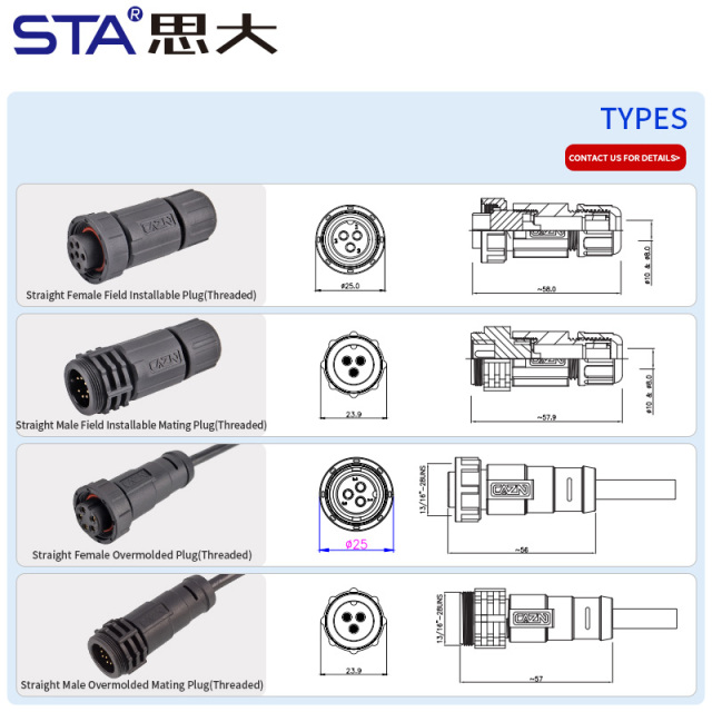 E13 13/16"-28UNS threaded waterproof connector IP67/IP68