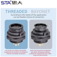 E10 5/8"-27UNS Screw Bayonet Panel Mount Receptacle Waterproof Connector IP67