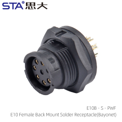 E10 Female Back Mount Solder Receptacle(Bayonet)