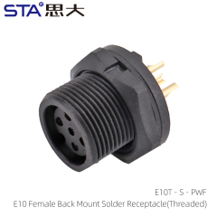 E10 Female Back Mount Solder Receptacle(Threaded)