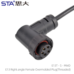 Right Angle Female Overmolded Plug(Threaded)