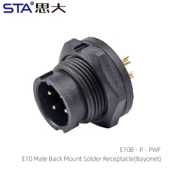 E10 Male Back Mount Solder Receptacle(Bayonet)