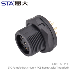 E10 Female Back Mount PCB Receptacle(Threaded)