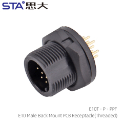 E10 Male Back Mount PCB Receptacle(Threaded)