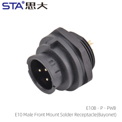 E10 Male Front Mount Solder Receptacle(Bayonet)