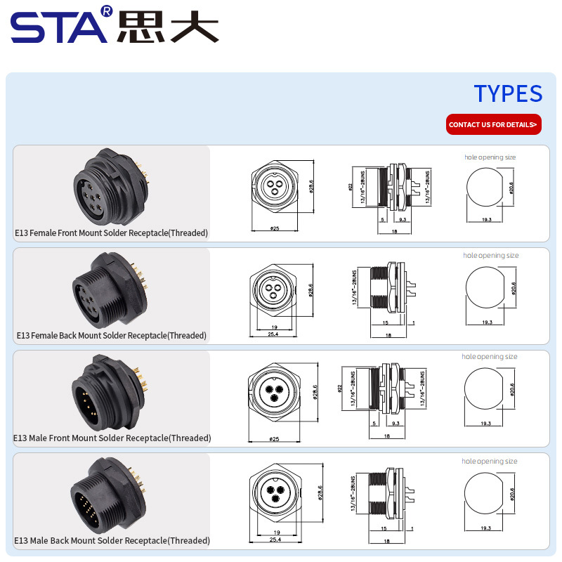 E13 series 13/16" bayonet waterproof socket IP67/IP68