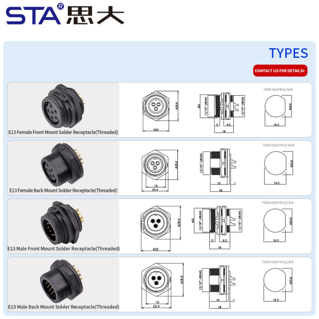 E13 series 13/16" bayonet waterproof socket IP67/IP68