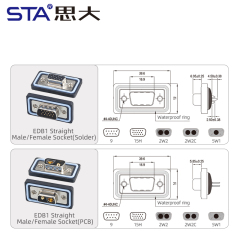 E-DB9 Waterproof D-SUB Connector IP65 / IP67