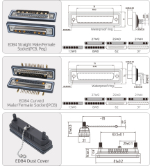 EDB37 62pin Signal Receptacle IP67 Waterproof Connector