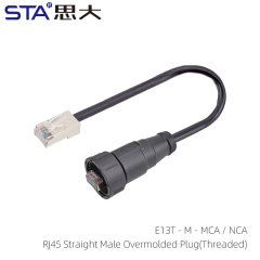Unshielded RJ45 Straight Male Overmolded Plug (Threaded)