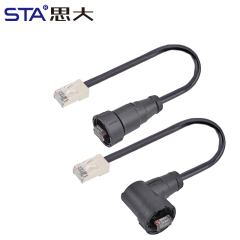 RJ45 IP67 Waterproof Connector Threaded Right Angle Male Plug