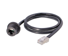 RJ45 IP67 Threaded Back Mount Receptacle with Cable
