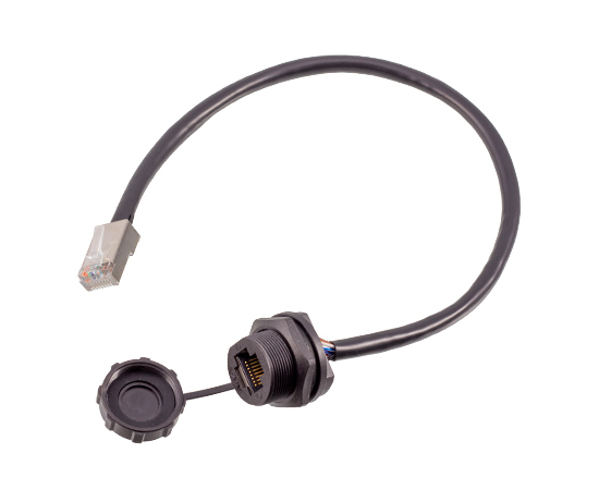 RJ45 IP67 Threaded Back Mount Receptacle with Cable
