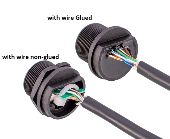 RJ45 IP67 Threaded Back Mount Receptacle with Cable
