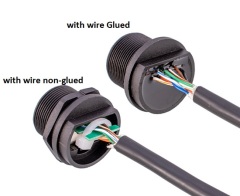 RJ45 IP67 Threaded Back Mount Receptacle with Cable