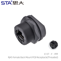 RJ45 Female Back Mount PCB Receptacle(Threaded)