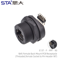 Rj45 Female Back Mount PCB Receptacle(female Socket to Pin Header 90)