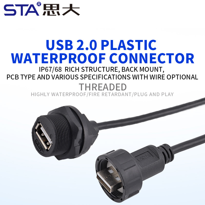 Waterproof USB Connector 13/16" Threaded IP67/IP68