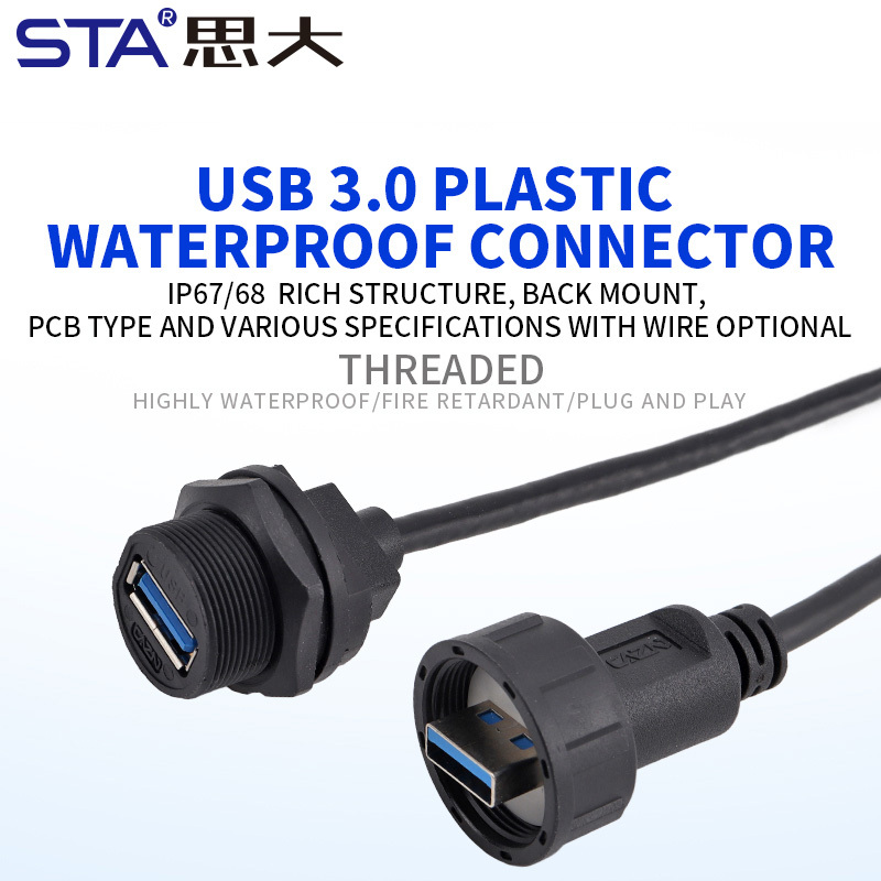 Waterproof USB 3.0 Connector 13/16″ Threaded IP67/IP68