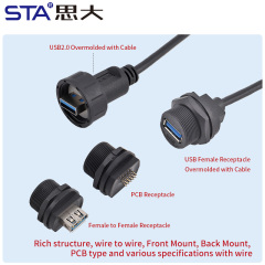 Waterproof USB 3.0 Connector 13/16″ Threaded IP67/IP68