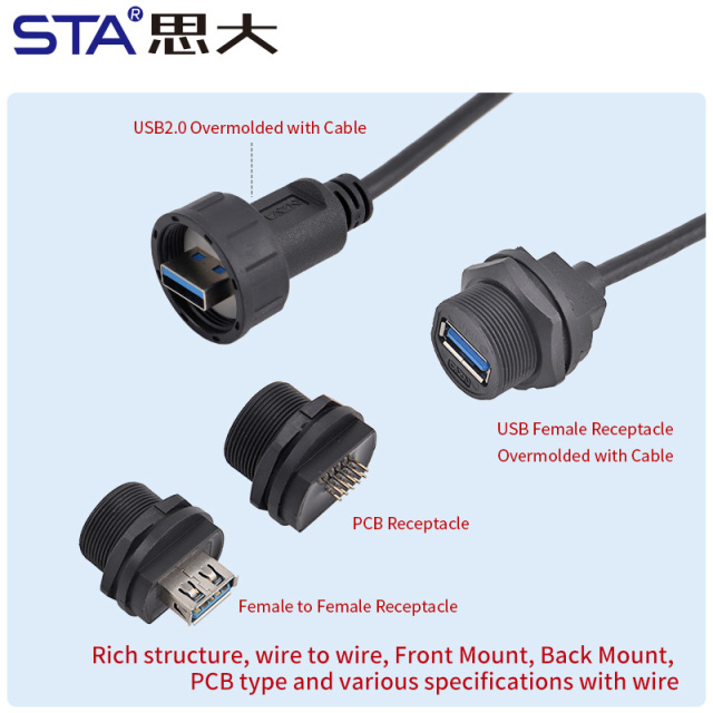 Waterproof USB 3.0 Connector 13/16″ Threaded IP67/IP68