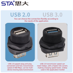 Waterproof USB Connector 13/16" Threaded IP67/IP68