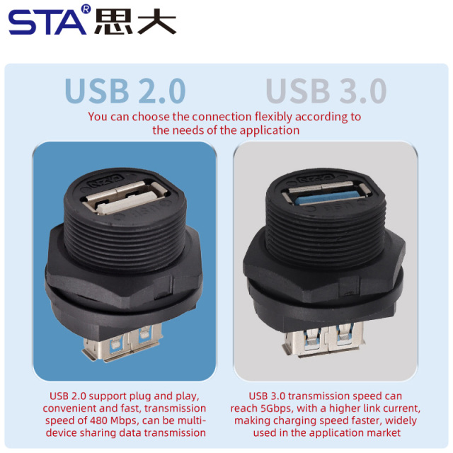 Waterproof USB Connector 13/16" Threaded IP67/IP68
