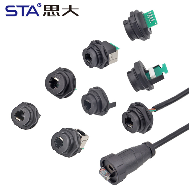 RJ45 Bayonet Female Back Mount Receptacle IP67 Waterproof