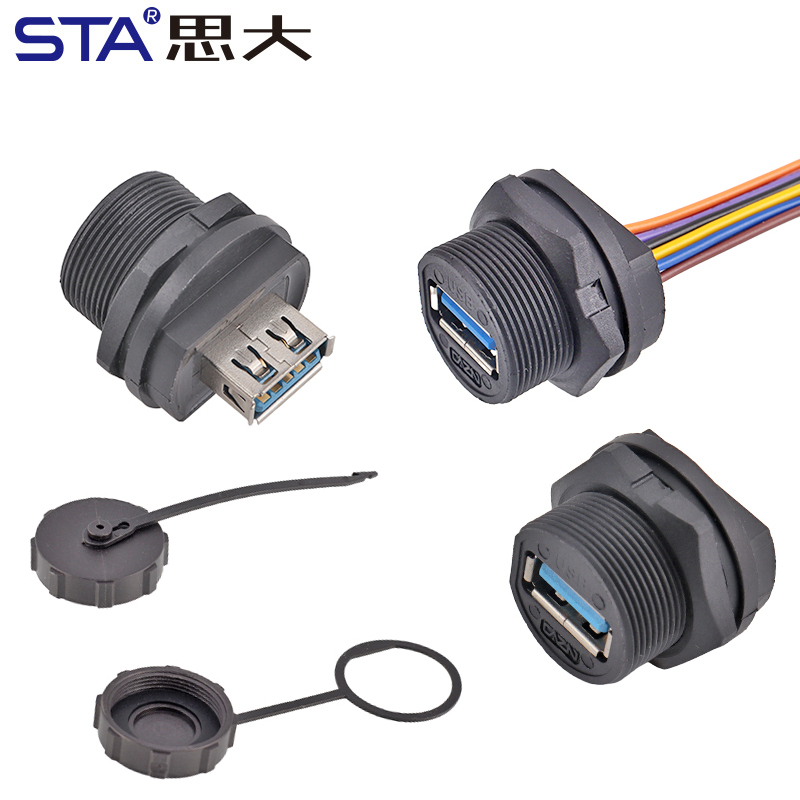 Waterproof USB Receptacle Connector 13/16″ Threaded IP67/IP68